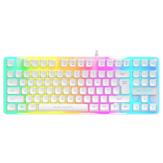 Ant Esports MK700 V2 Membrane TKL Wired Gaming Keyboard for PC Laptop Mobile Tablets Gaming, Design and Work Mercury White